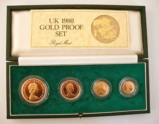 1980 Queen Elizabeth II 4 Coin Gold Sovereign Set + COA