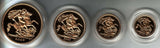 2003 Queen Elizabeth II 4 Coin Gold Sovereign Set + COA