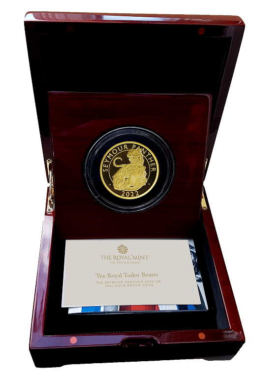 2022 Queen Elizabeth II Tudor Beasts 'Seymour Panther' 5oz 999.9 Gold Proof Coin