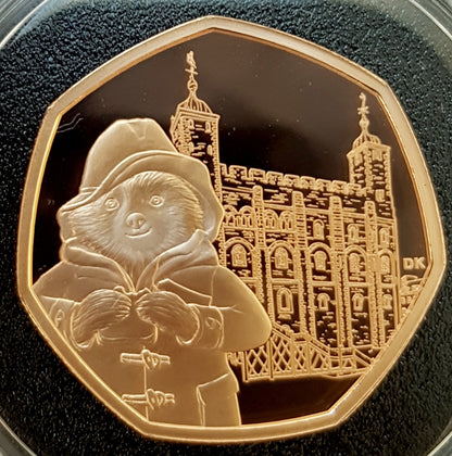 2019 Paddington at the Tower Gold Proof 50P - 600 issue Limit.