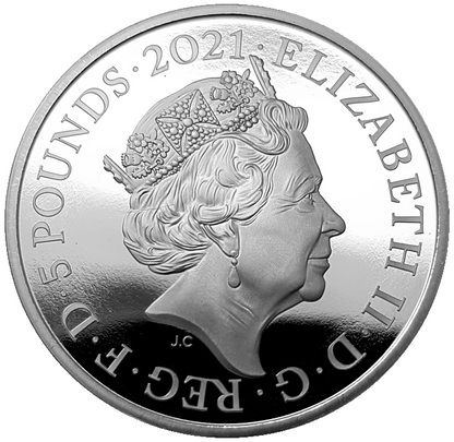 2021 Queen Elizabeth II 150th Anniversary Royal Albert Hall £5 'DOMED' Silver Proof Crown