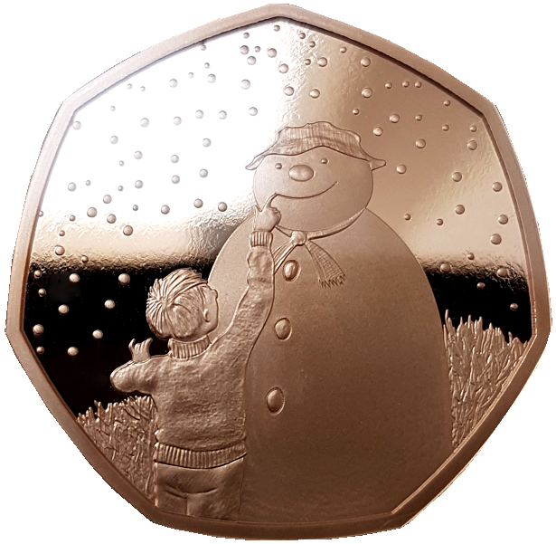 2021 Snowman' Gold Proof 50P - 300 issue Limit.