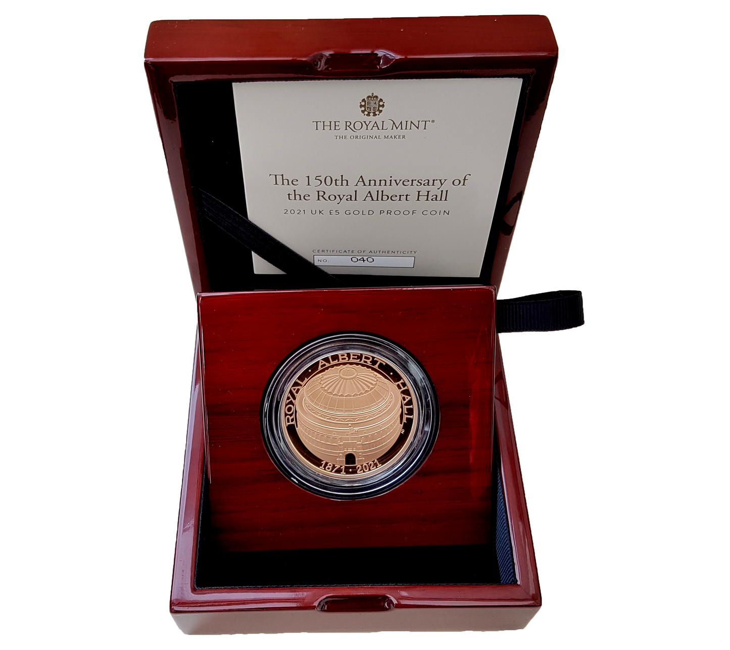 2021 Queen Elizabeth II 150th Anniversary Royal Albert Hall £5 Gold Proof