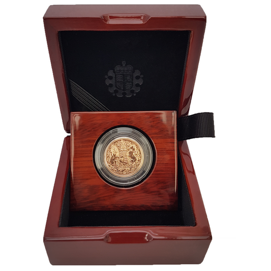 2022 King Charles III 'First Portrait' Gold Memorial Sovereign BUNC + Capsulated with Luxury Case