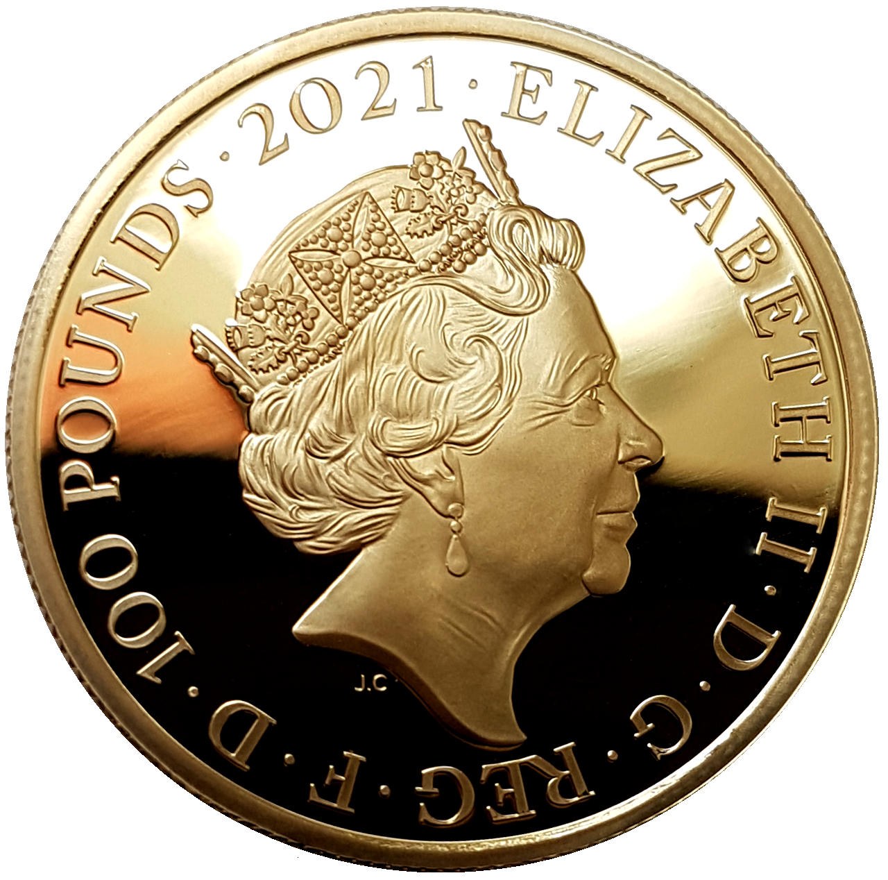 2021 Queen Elizabeth II 'Mahatma Gandhi' 999.9 1oz Gold Proof Coin