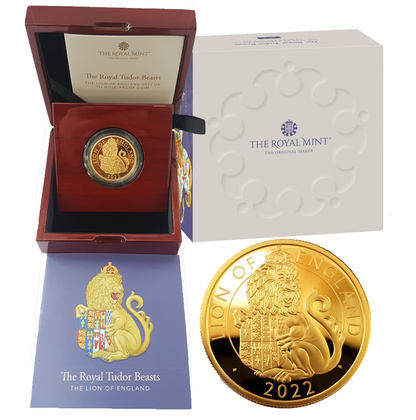 2022 Queen Elizabeth II Tudor Beasts 'Lion of England' 1oz 999.9 Gold Proof Coin