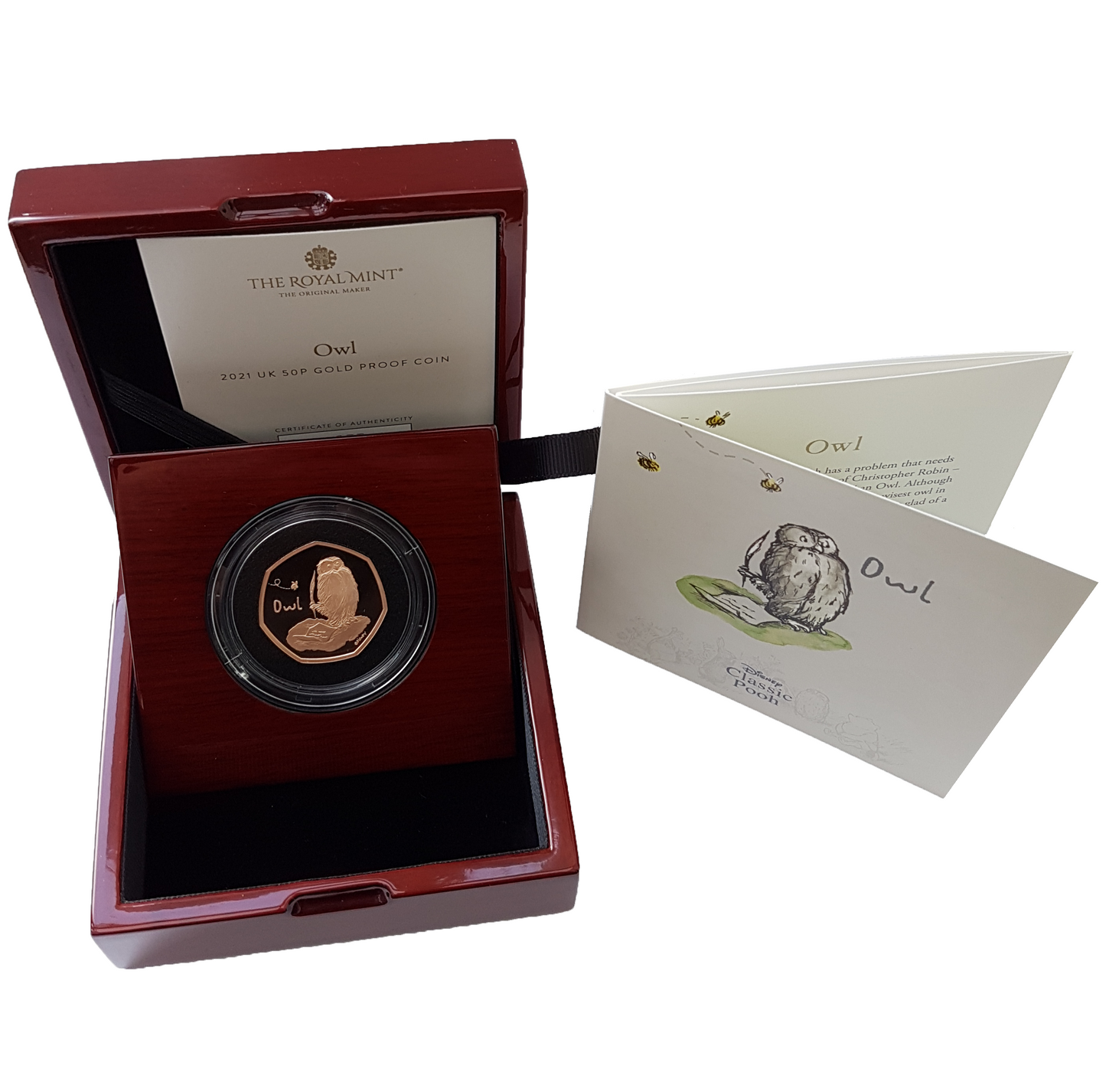 2021 Winnie The Pooh 'Owl' Gold Proof 50P - 525 issue Limit.