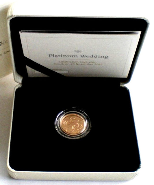 2017 Queen Elizabeth II Strike on the Day 'Platinum Wedding' Gold Sovereign