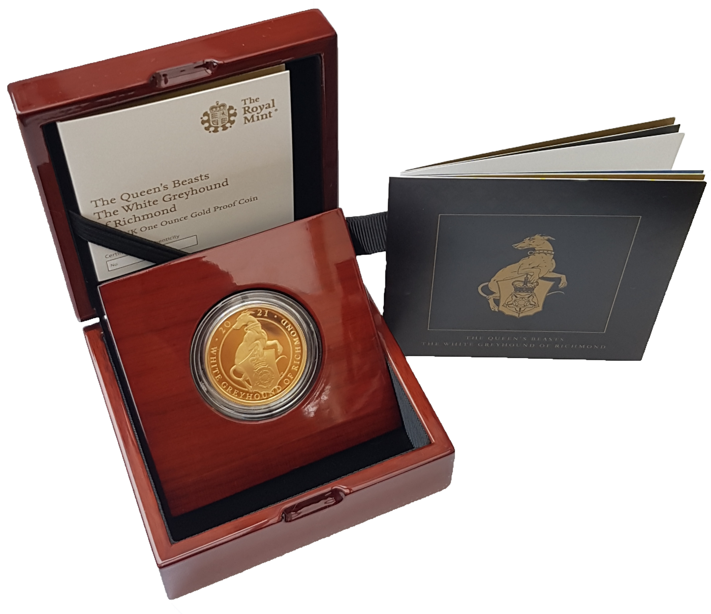 2021 Queen Elizabeth II 'White Greyhound of Richmond' 1 oz / 5 oz 999.9 Gold Proof Coin