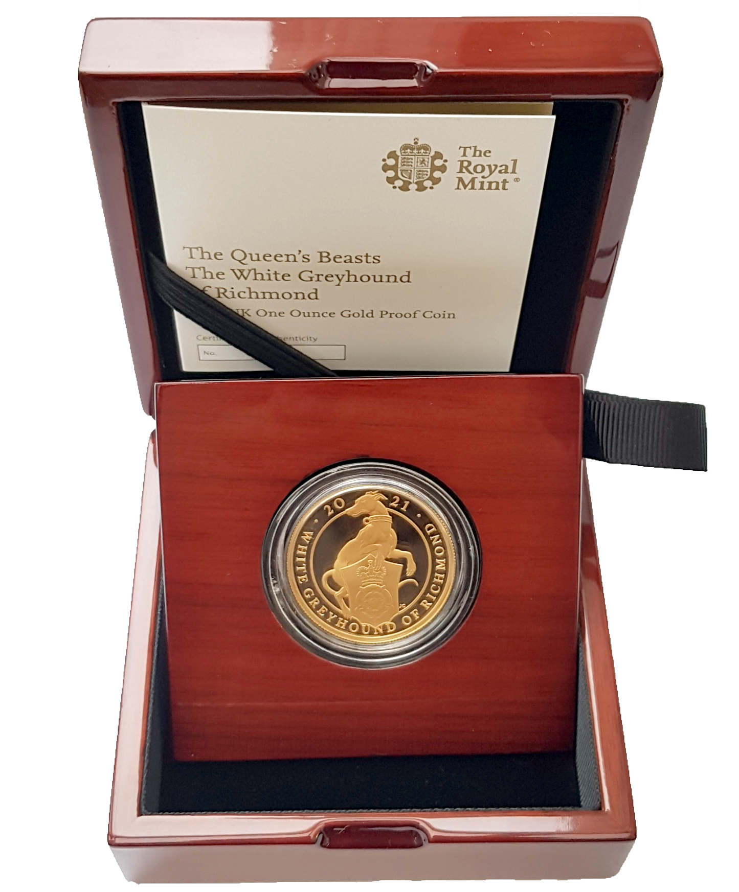 2021 Queen Elizabeth II 'White Greyhound of Richmond' 1 oz / 5 oz 999.9 Gold Proof Coin