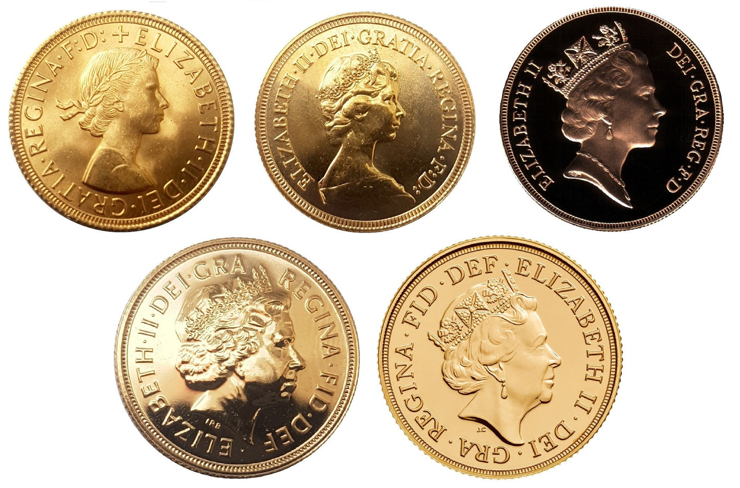 Queen Elizabeth II Sovereigns Head Type Set (4/5 Sovereigns)