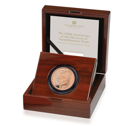 2022 100th Anniversary Discovery of Tutankhamun's Tomb £5 Gold Proof - IN STOCK