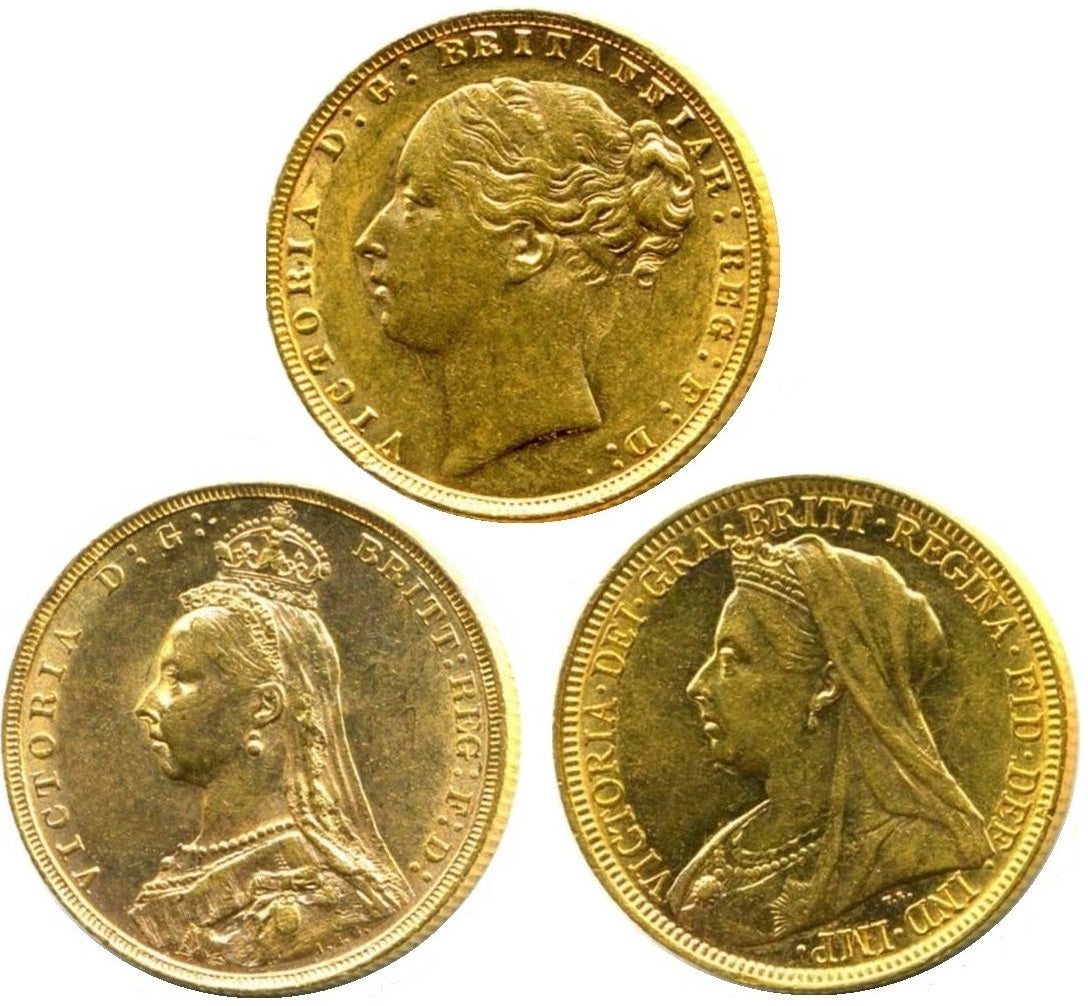 Complete King's / Queen's Sovereigns Head Type Set (11 Sovereigns)