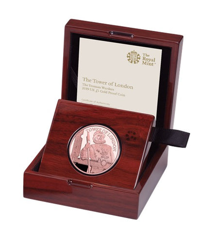 2019 Queen Elizabeth II 'The Yeoman Warders' Gold Proof £5 Coin + Boxed / COA